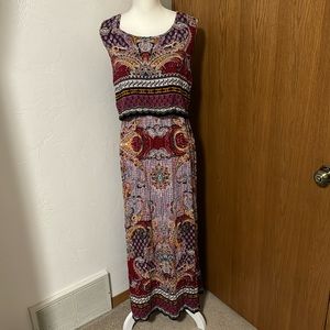 Bila colorful boho sleeveless maxi dress w/ side slits XXL